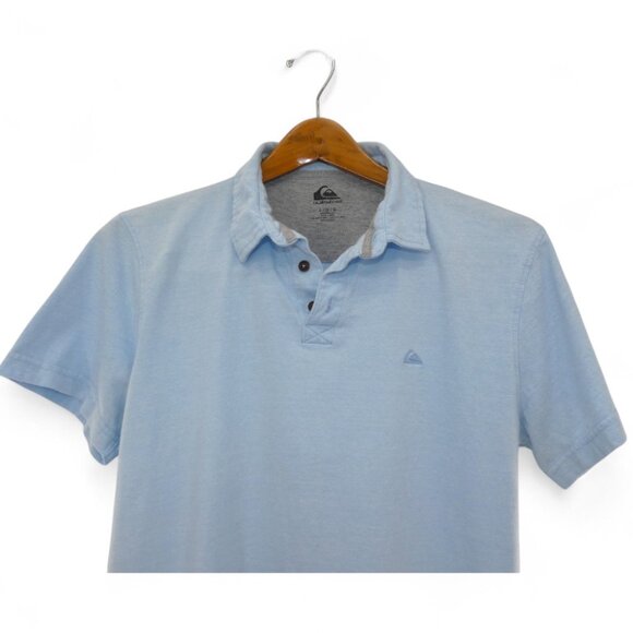 Quicksilver Men's Festival Light Powder Pastel Sky Blue Short Sleeve Polo Size L - Picture 3 of 6